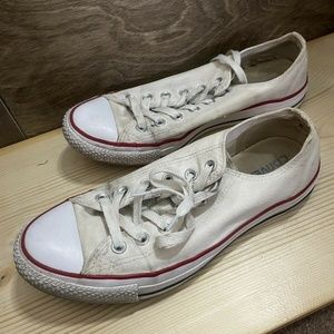 Converse All Star Low Canvas Mens Size 7 Womens 9 White Stained/Heavily Worn